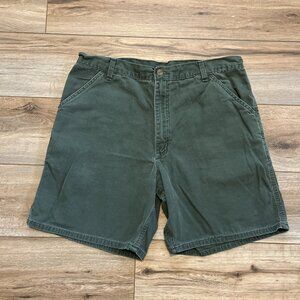 Men's VTG Carhartt Duck Canvas Shorts SZ 38x7 Moss Green USA Made B135 MOS